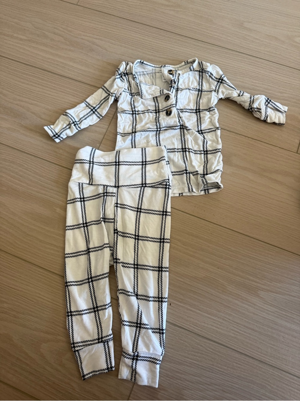 Lou Lou & Company White and Black Plaid Kids Pajama Set